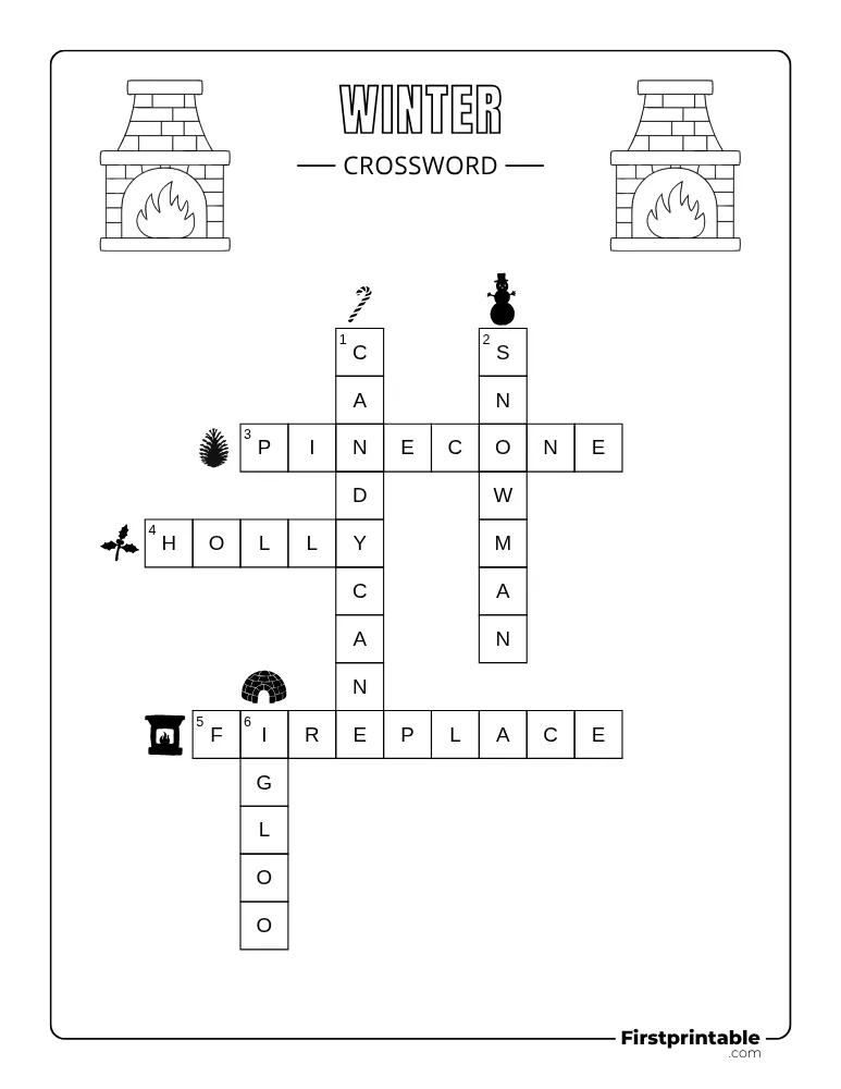 Printable Winter Crossword Easy 01 Answer Key
