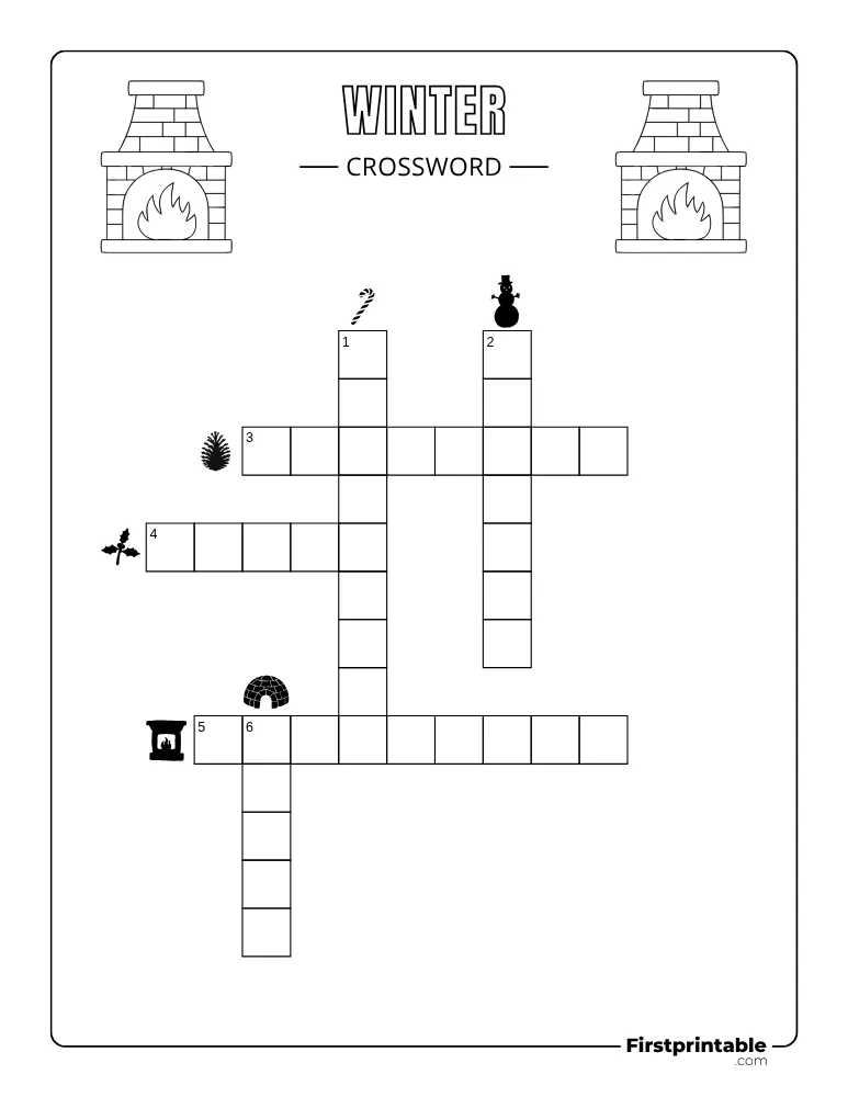 Printable Winter Crossword Easy 01
