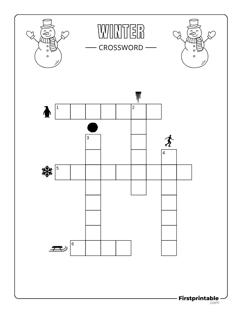 Printable Winter Crossword Easy 02