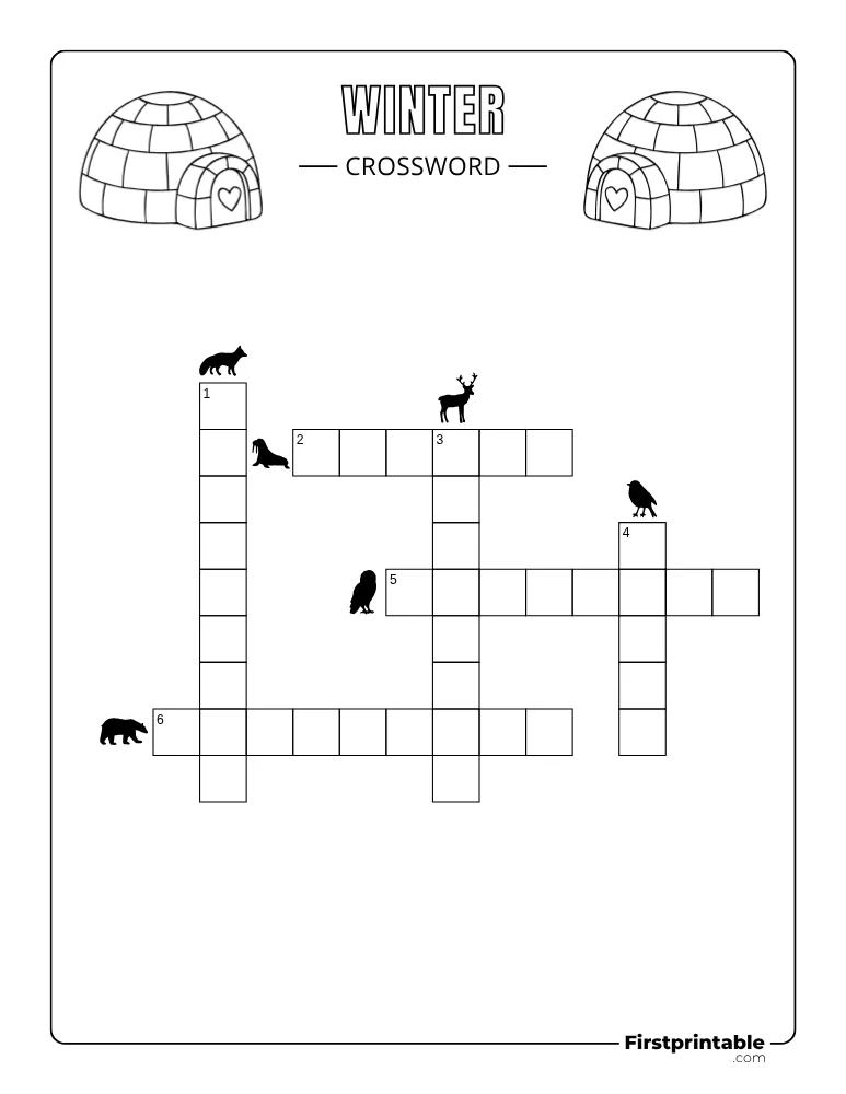 Printable Winter Crossword Easy 04