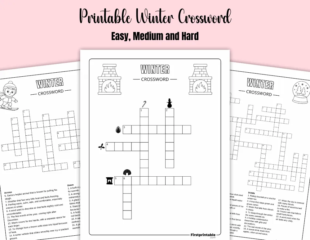 Printable Winter Crossword