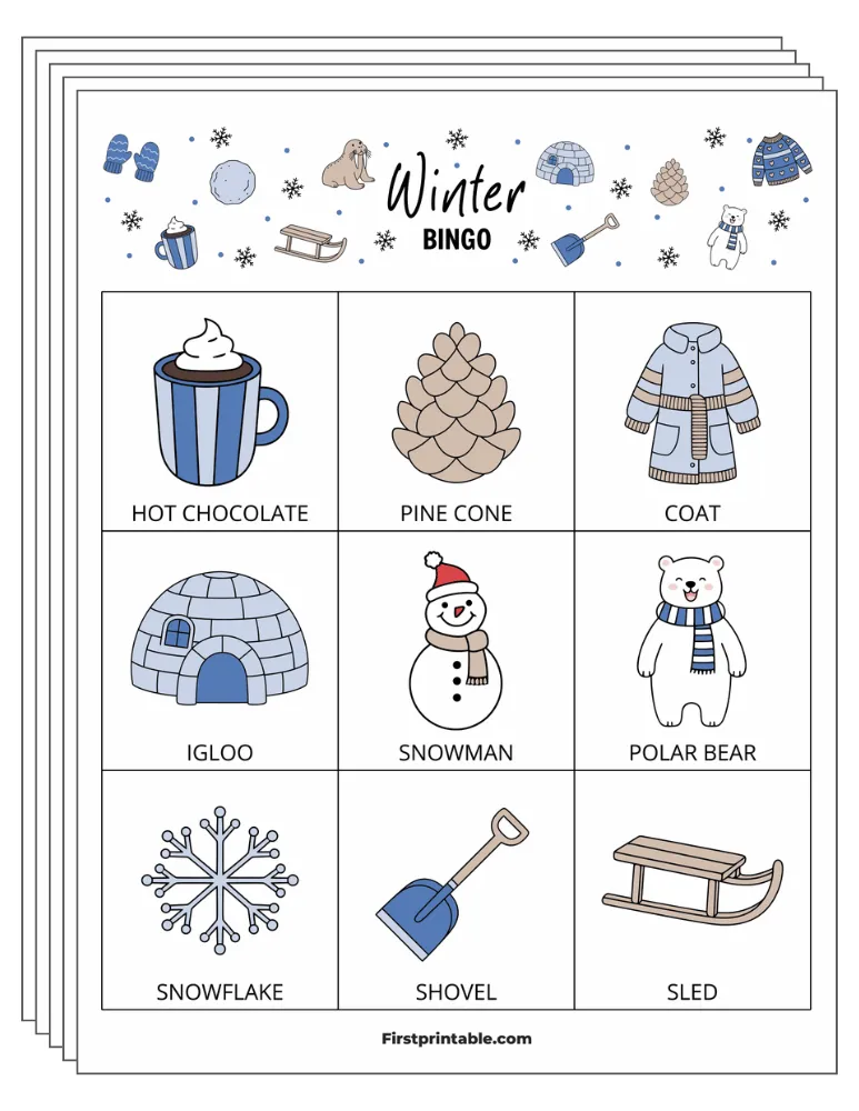 Winter Bingo 01 3x3 30 Cards