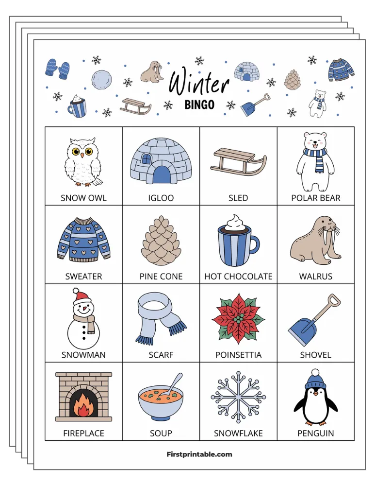 Winter Bingo 01 4x4 30 Cards