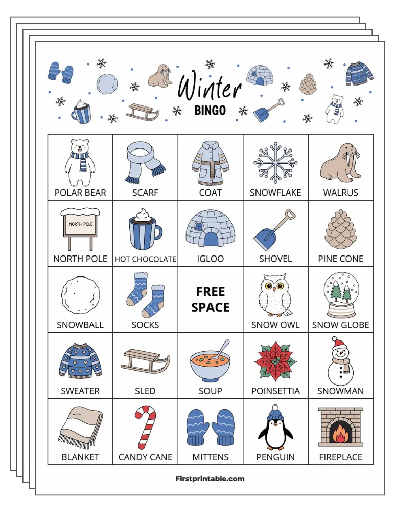 Winter Bingo 01 5x5 30 Cards
