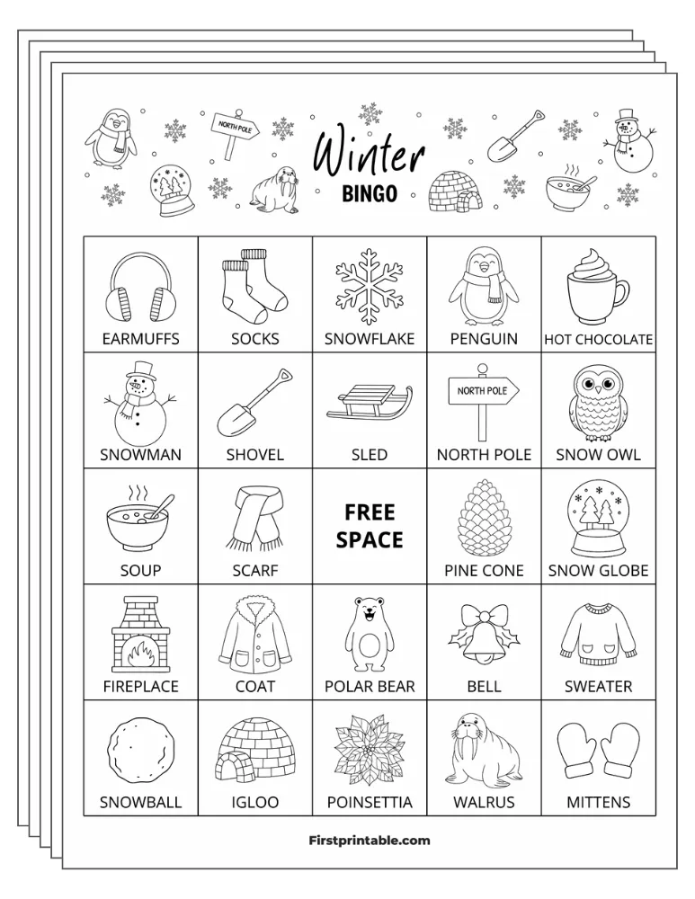 Winter Bingo 02 5x5 30 Cards